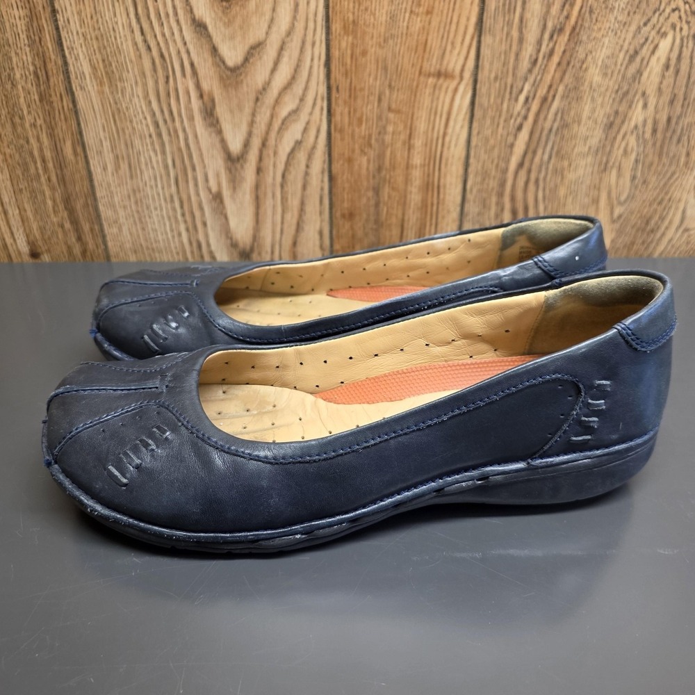Clarks Ballet Flat Shoes Women 9 W Blue Leather Slip On Comfort Unstructured - Picture 4 of 8